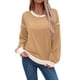 thumbnail image 1 of Sudadera Informal de Larga para Mujer, Cuello Redondo, Holgada, , con Ribete en Contraste. Amarillo M, 1 of 9