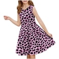thumbnail image 2 of SGFCWSX Girls Sleeveless Dress Graphic Print A-Line Casual Round Neck Summer Dresses for Kids Pink Size 11-12 Years, 2 of 6