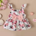 thumbnail image 6 of Mikrdoo 3T Baby Girls Clothes 3-4 Years Toddler Girls Floral Print Bow Sleeveless Tops Elastic Shorts Headband 3Pcs Summer Outfit Sets Pink, 6 of 10
