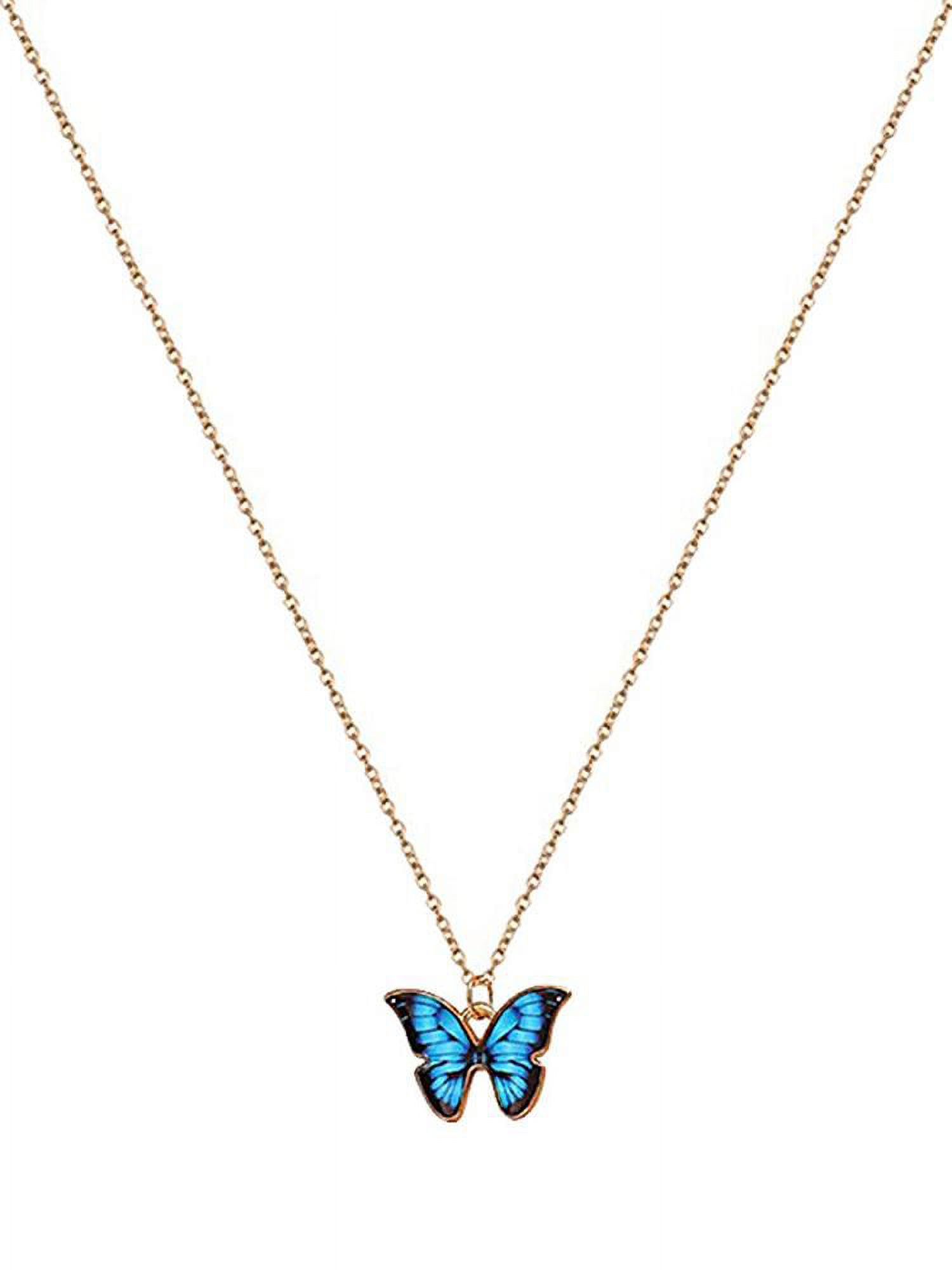 Sweet Cute Butterfly Necklace Pendant Acrylic Colorful Clavicle Chain  Necklace Personality Women Girls Neck Jewelry