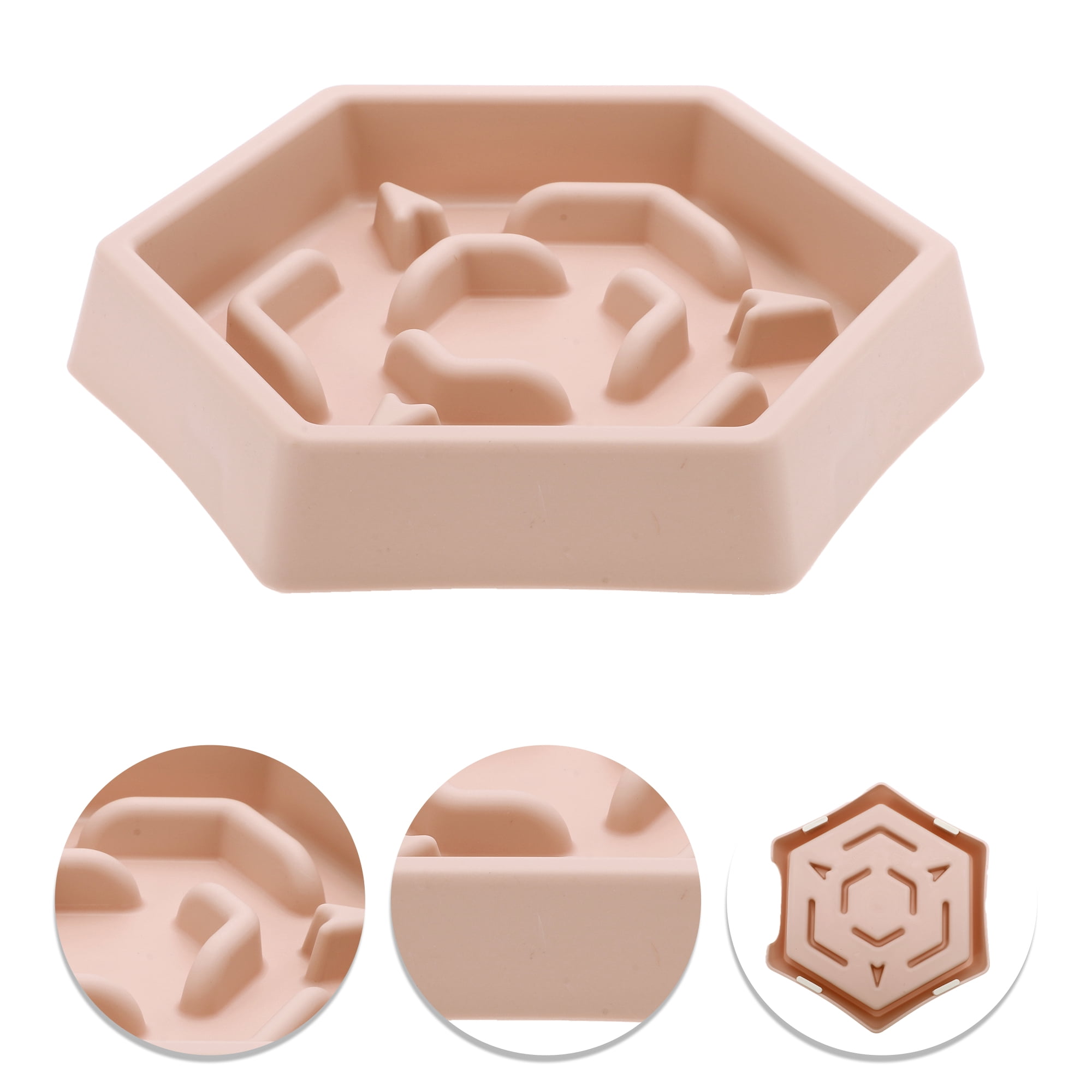 Unique Bargains 1 Pc Convenient Hexagon Shape Dog Bowl for Indoor and Outdoor Pink