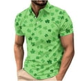 thumbnail image 2 of guisaled St Patricks Day Shirts Mens Short Sleeve Golf Shirt Button Henley Collared T Shirt Clover Graphic Casual Dressy Work Blouses, 2 of 6