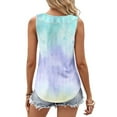 thumbnail image 4 of Womens Tank Top $4.98 Plus Size Clearance Sleeveless Gradient Ruffles V-neck Casual Shirt Mint Green M, 4 of 6