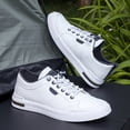 thumbnail image 2 of Men's White Low-Top Sneakers with Slip-On/Lightweight Hiking Walking Shoes Suitable for - Casual Wear, Commuting, Urban Outdoor - Solid Color，Lace-Up Closure - Breathable PU Upper & Durable PVC Sole, 2 of 9