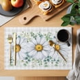 thumbnail image 2 of Daisy Placemats Set of 12 Spring Floral Grey Plaid Eucalyptus Leaves Place Mats Indoor Wipeable Table Mats Washable Cloth Dining Table Placemats for Kitchen Holiday Party Home Decor 13x19 Inch, 2 of 9