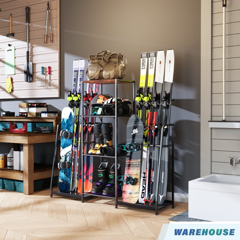 4 Supports Muraux Pour Snowboard Ou Ski – Rangement Garage/Atelier (Acier)