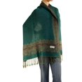 thumbnail image 4 of Falari Women's Large Double Layered Pashmina Shawl Wrap Border Pattern Scarf Teal, 4 of 4