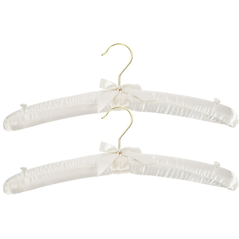 10 White Baby Satin Padded Hangers - Closet Hanger Factory