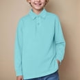 thumbnail image 2 of HCNTES Boys Polo Shirts Size 10-12 Long Sleeve, Kids Boys Girls with Fashion Casual Striped Shirt Button Closure Fashion Comfortable & Soft Fabric(Green,10-11 Years), 2 of 4