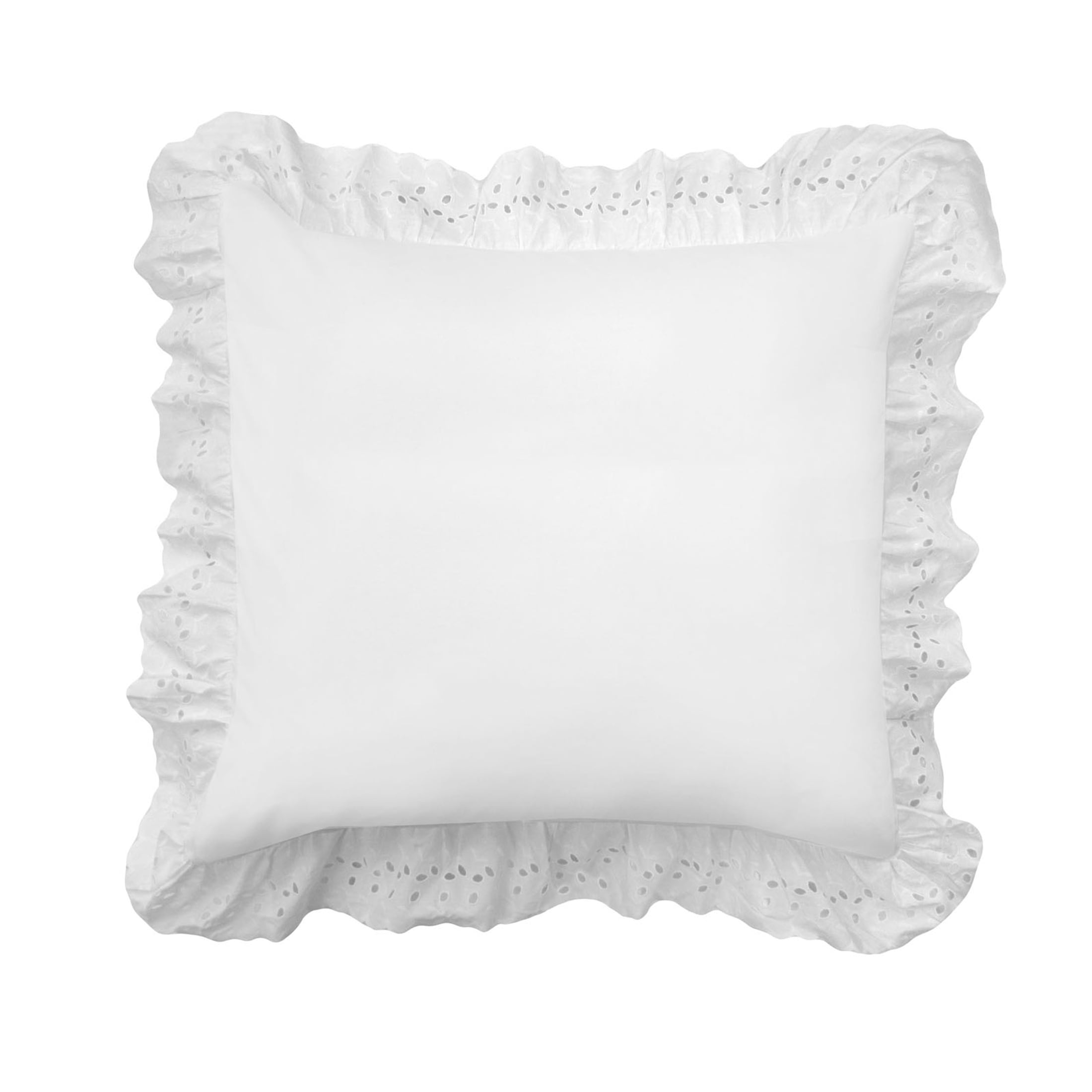 Fresh Ideas Ruffles Eyelet Collection Pillow Shams 1 Pack White