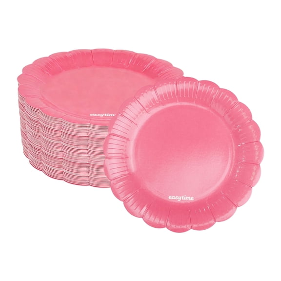 DTFMZOV Paper Plates Disposable, 30 Pack 7 inch Pink Floral Decorative Plates for Bridal Showers, Weddings, Tea Party, Cake Dessert Plates, Party Supplies