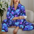 thumbnail image 6 of Daiia Skull flower star sky for Women's Long-Sleeved Pajama Set – Soft & Comfortable Sleepwear Button-Up Pajamas Cozy Lounge Wear-Large, 6 of 7