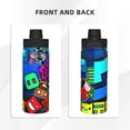 thumbnail image 3 of Lsque Geometry Dash Pattern Water Bottle,18oz Sports Insulated Kettle for Cycling Gym Basketball Outdoor, Suitable as a Present, 3 of 8