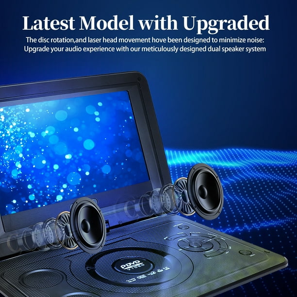 CD•DVD Portable 13.9' DVD Player, Swivel Screen, Rechargeable