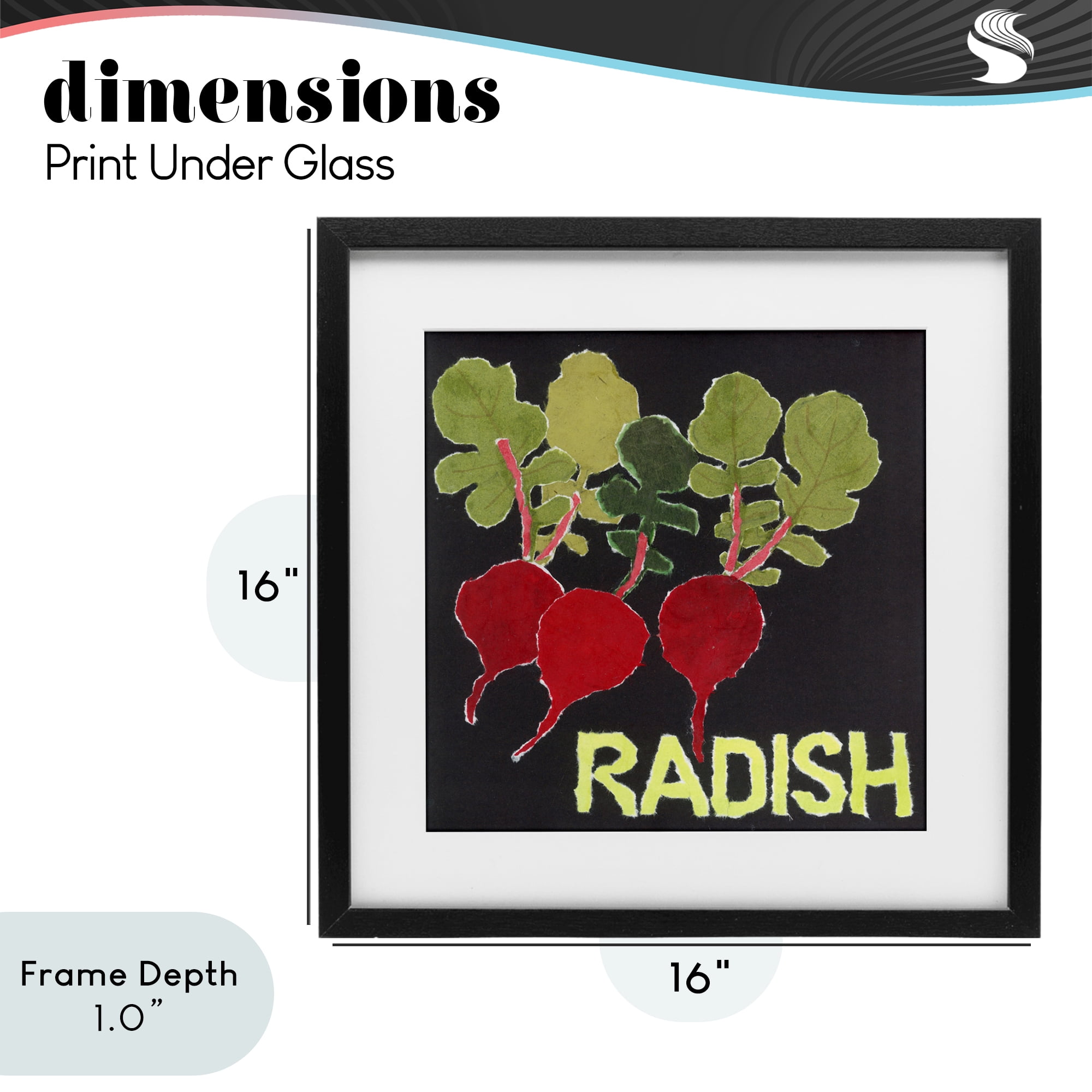 Stupell Industries Collaged Radish Vegetables Black Framed Print Under Glass, design by Nancy Overton