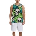 thumbnail image 4 of Gaeub Skull and Palm Leaves Men's Mesh Basketball Jersey, Quick-Drying Sleeveless Top S-4XL, Loose Muscle Tank Top -4X-Large, 4 of 9