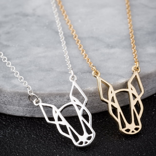Collar con colgante de origami calado con diseño geométrico para mujer Gi