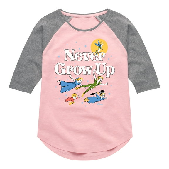 Disney - Peter Pan - Never Grow Up - Fly Away - Toddler And Youth Girls Raglan Graphic T-Shirt