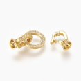 thumbnail image 3 of HLONK 5Set Brass Micro Pave Cubic Zirconia Fold Over Clasps Flat Round Clear Real Platinum Plated 32mm Inner  4.5mm, 3 of 3
