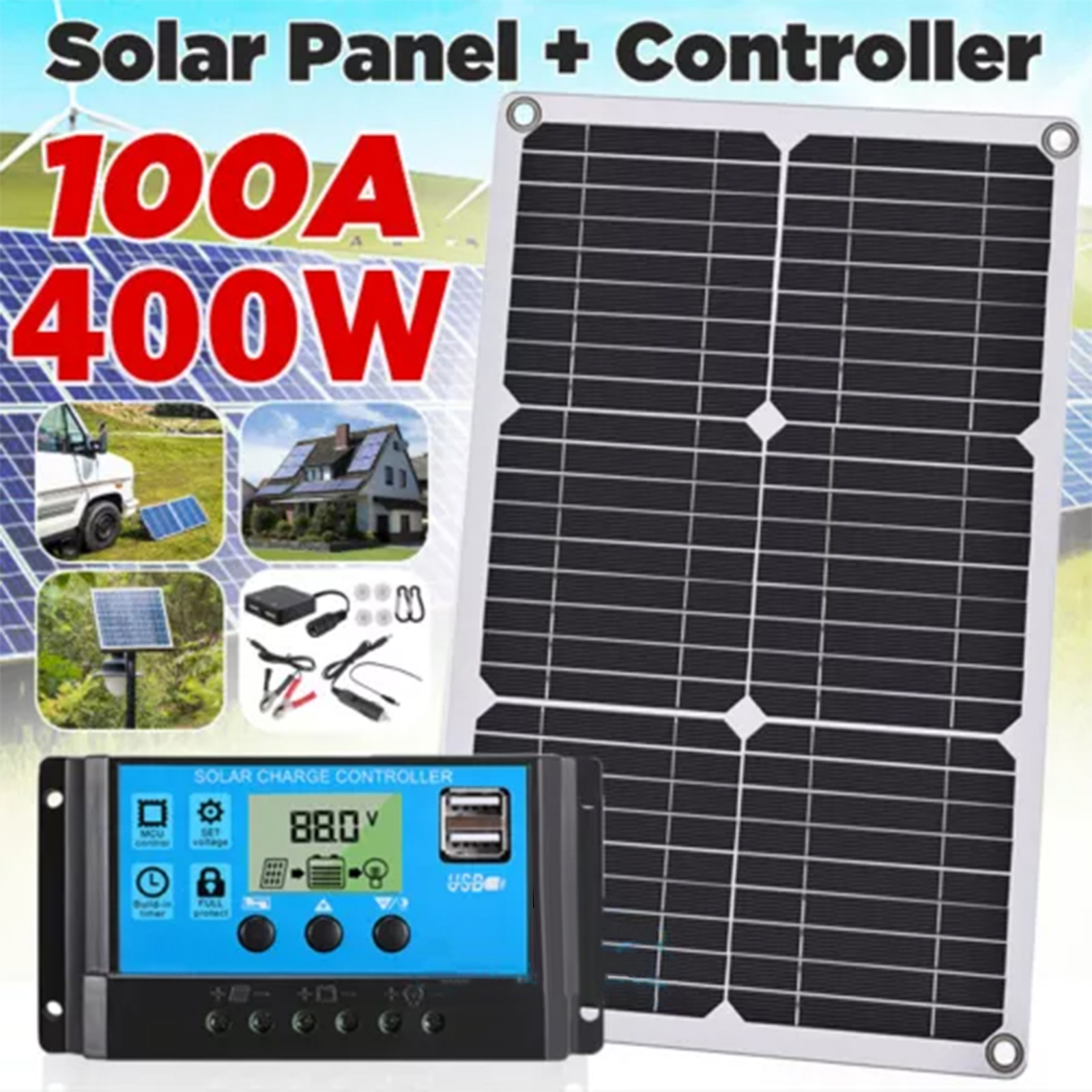 400W Watt Flexible Solar Panel 12V Mono Home RV Rooftop Camping Off-Grid Power Outdoor Portable Solar Panels