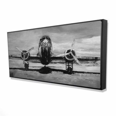 Begin Home Decor 2081-2448-TR20 24 x 48 in. Grayscale Plane - Transportation Livingroom Framed Canvas