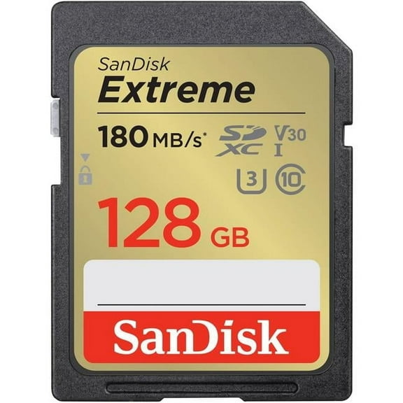 128GB, UHS-I & 180-90MBs Extreme SDXC Memory Card
