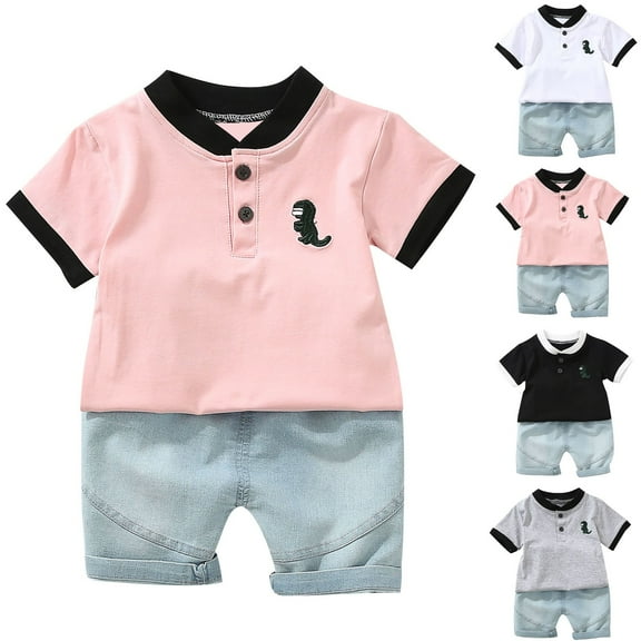Bovxnpu Boys Girls 2 Piece Outfits, Girl Short Set Cute T-Shirt Shorts, Kids Short Sleeve Graphic Solid Thin Shirt Casual Children's Short Sleeved Shirt Pants 3 Years