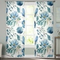 thumbnail image 2 of Blue Floral Sheer Curtains 84 Inches Long 2 Panels Set, Window Sheer Curtains for Living Room/Bedroom, Watercolor Farmhouse Flowers Painting Light Filtering Rod Pocket Curtain 52'' x 84'' x 2, 2 of 7