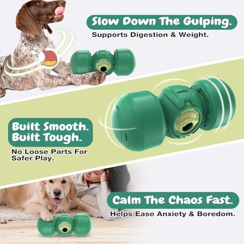 Roll Dog Treat Dispenser Toy, XL Size, Wobble Giggle, Adjustable Slow Feeder Puzzle for Medium & Large Dogs Enrichment Toy