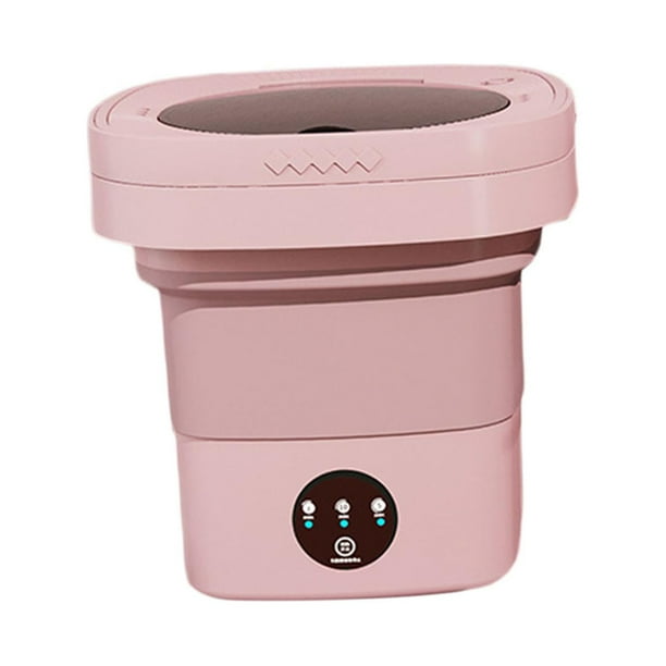 Mini lavadora plegable, mini lavadora plegable, conveniente, lavadora pequeña eléctrica automática, lavadora de viaje para apartamento, dormitorio, rosa Sunnimix mini lavadora