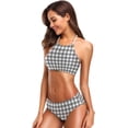 thumbnail image 3 of Dreamtimes Gray Checked Plaid Swimsuits Padded Bikini Sets Sexy Swimwear for Women, Large, 3 of 7