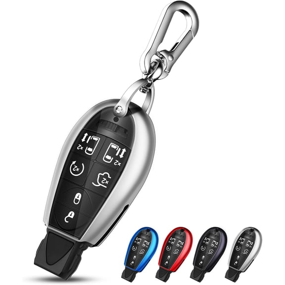 for Dodge Key Fob Cover with Keychain TPU Key Case Compatible with 2008-2018 Dodge Ram Jeep Chrysler Model Accessories (Silver)
