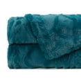 thumbnail image 4 of Chanasya Cable Knit Embossed Faux Fur Throw Blanket - Reverse Mink Modern, Comteporary, Elegant, Super Soft, Warm and Cozy for Bed, Couch, Living Room and Bedroom Home Décor (50x65 Inches) Teal, 4 of 6