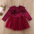 thumbnail image 4 of Princess Cute Warm Infant Baby Girl Velvet Dress Turtleneck Ruffle Solid Lace Tutu Dress Spring, 4 of 4
