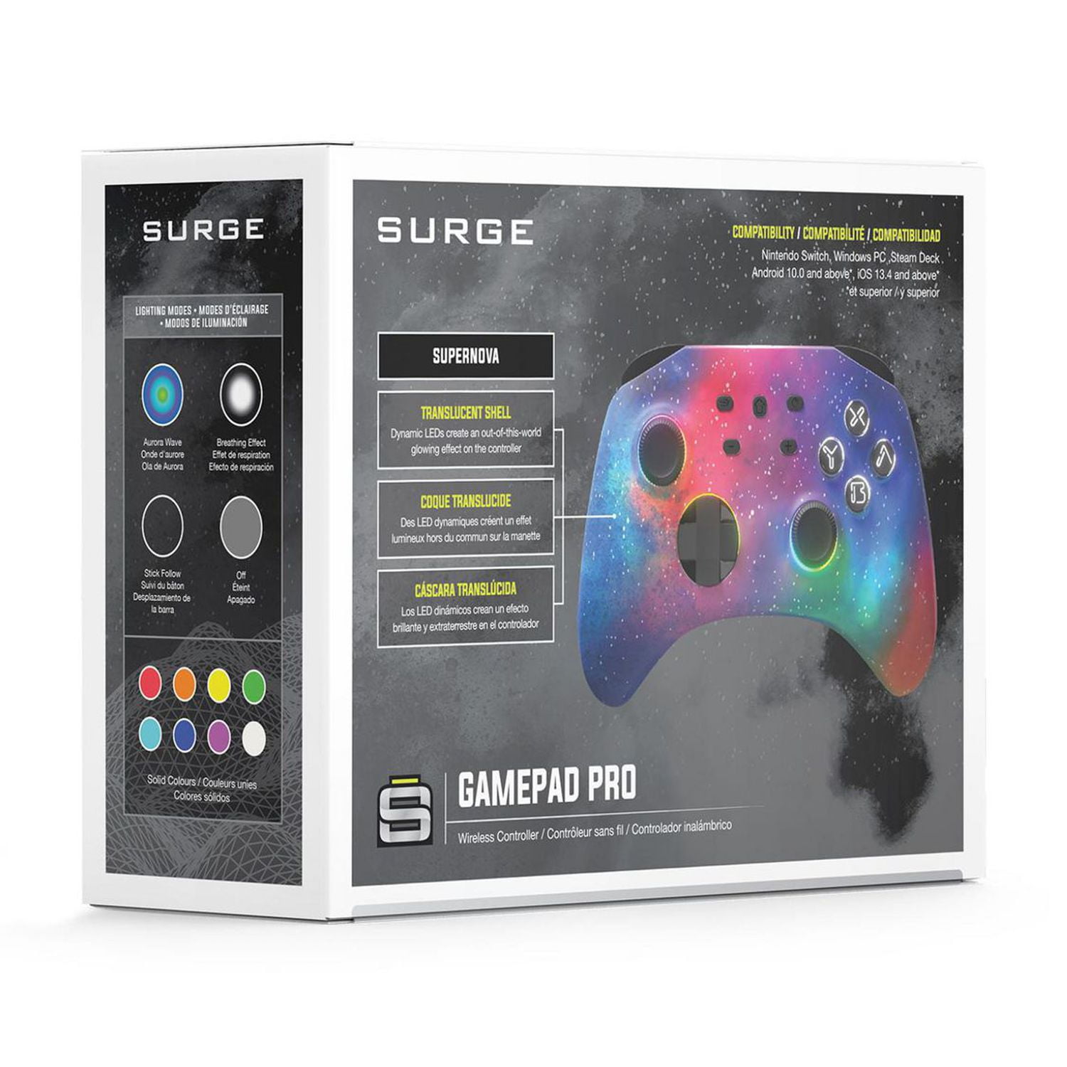 Surge Wireless Pro Controller for Nintendo Switch, Switch 2, Windows PC, Steam Deck, Android & iOS - Supernova Edition