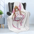 thumbnail image 4 of Anime Soft Flannel Fleece Throw Blanket, Cartoon Illustration of a Pixie Character with Hearts and Wings Fairy Angel, Cozy Plush for Indoor and Outdoor Use, 50" x 70", Multicolor, by Ambesonne, 4 of 5