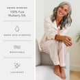 thumbnail image 5 of Fishers Finery Women's 100% Mulberry Silk Long Pajama Set with Gift Box (Striped Pink, S), 5 of 6