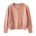 thumbnail image 3 of Yigetop Women's Soft V Neck Button down Knit Cardigan Long Sleeve Lightweight Sweater Loose Fit Comfy Soft Casual Daily Wear Versatile Layering Tops Light Pink A, 3 of 4