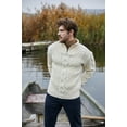 thumbnail image 3 of SAOL Aran Irish Fisherman Sweater Men's 100% Merino Wool Zip Neck Cable Knit Cardigan Made in Ireland, 3 of 4