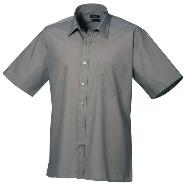 Premier Mens Short Sleeve Formal Poplin Plain Work Shirt