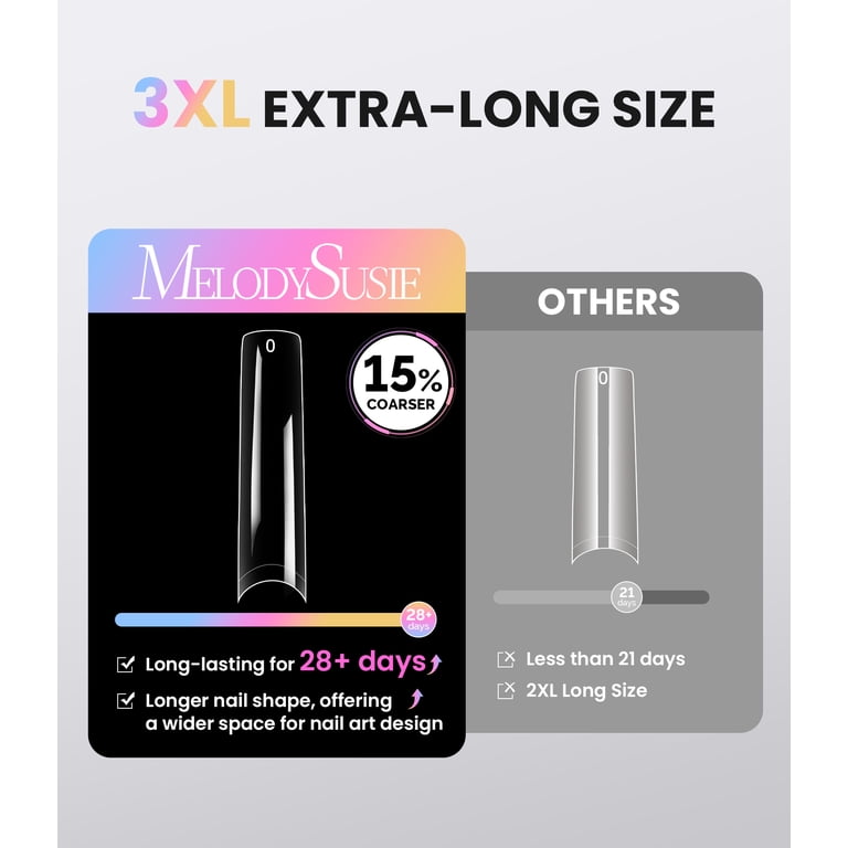 MelodySusie Long Coffin Nail Tips, 600-Piece Half-Matte Set photo 2