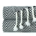 thumbnail image 3 of Chanasya Chevron Super Soft Acrylic Throw Blanket With Tassels - Warm Cozy Lightweight Fluffy Woven Blanket for Bed Sofa Chair Couch Living Bed Room Black and White Blanket (50x65 Inches) Black, 3 of 3