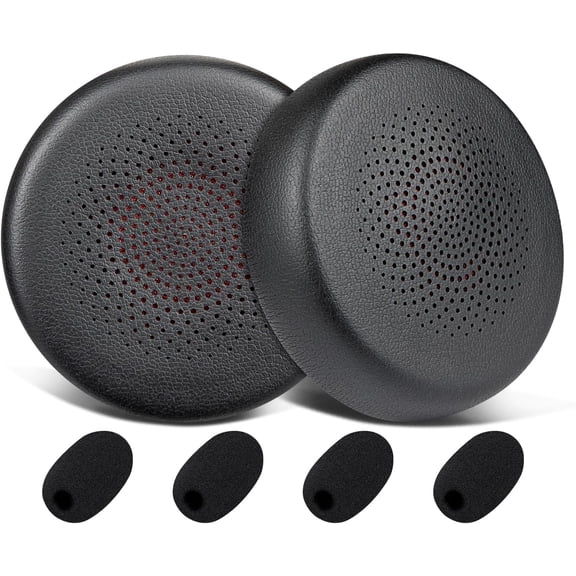SOULWIT Earpads for Yealink BH70/WH64 Headsets with 4 Pcs Mic Foam Covers