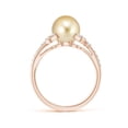 thumbnail image 2 of Angara Golden South Sea Cultured Pearl and Leaf Ring with Diamonds in 14K Rose Gold for Women | June Birthstone Jewelry for Her, 2 of 8