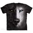thumbnail image 1 of The Mountain Cotton B&W Wolf Face Design Novelty Adult T-Shirt (Black, S), 1 of 2