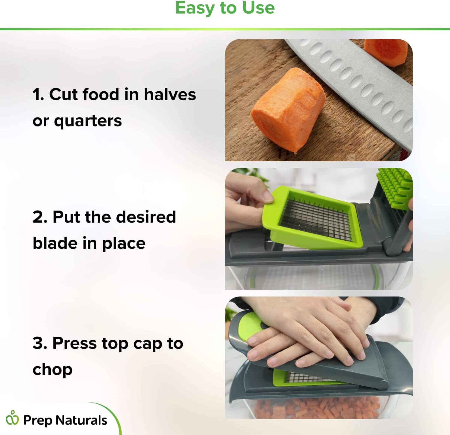  PrepNaturals Vegetable Chopper with Container, Veggie Chopper - Chopper  Vegetable Cutter, Food Chopper & Onion Chopper - Onion Chopper Dicers,  Choppers, Mandoline Slicer for Kitchen (9-in-1 Green): Home & Kitchen