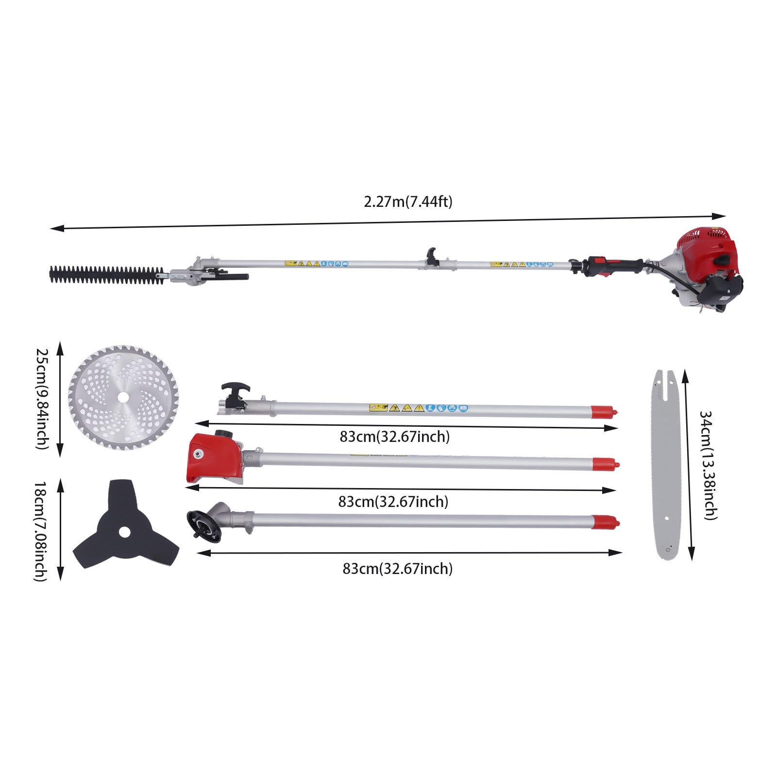 PEAKORA51.7CC Gas-Powered Pole Saw Brush Cutter & Hedge Trimmer for Garden Care