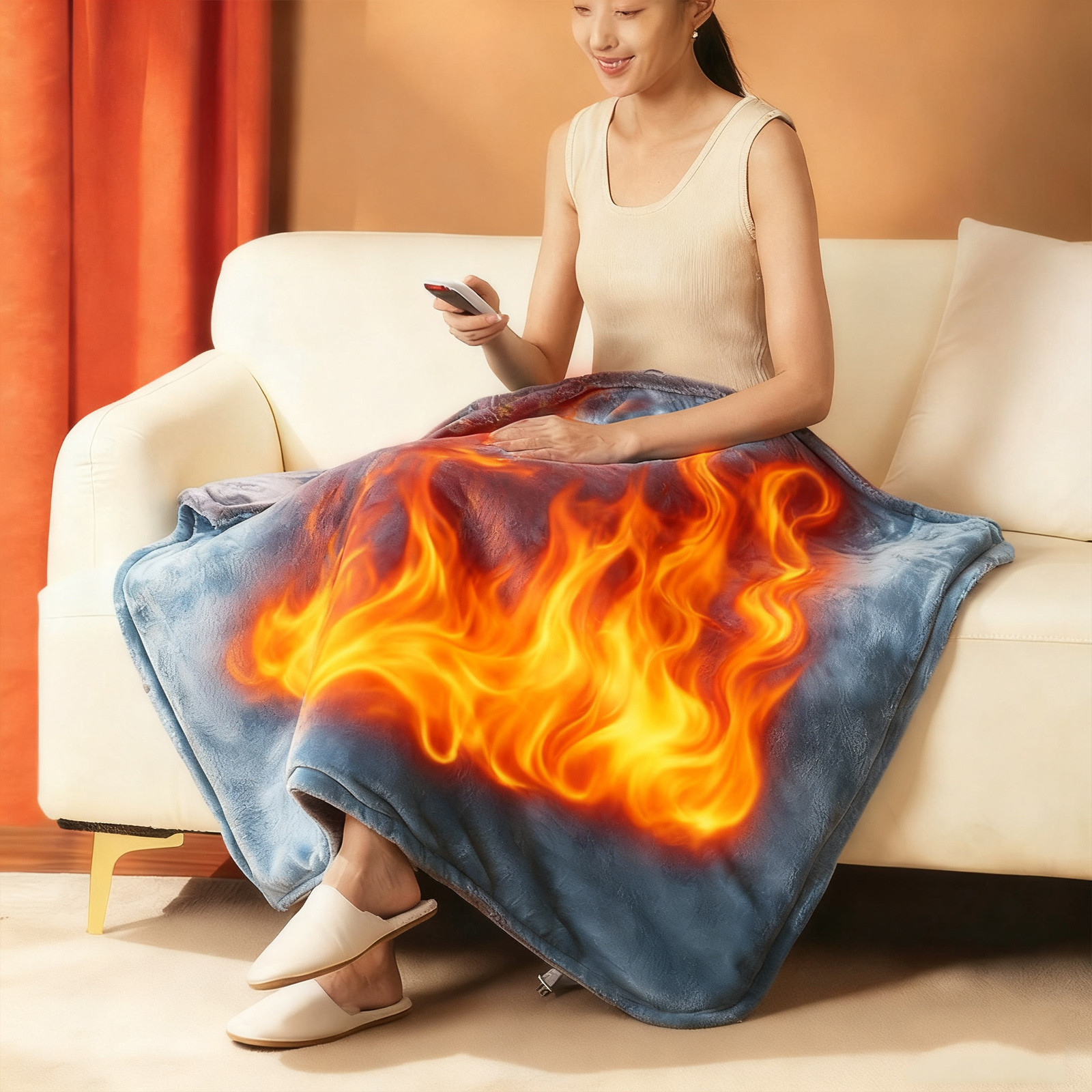 openpig Heated Blanket Electric Throw 23.62x31.5 Inches, Heating Blanket, Soft Christmas Blanket, Birthday Gifts for Women Mom, Fast Heating for Winter Comfort, Blue