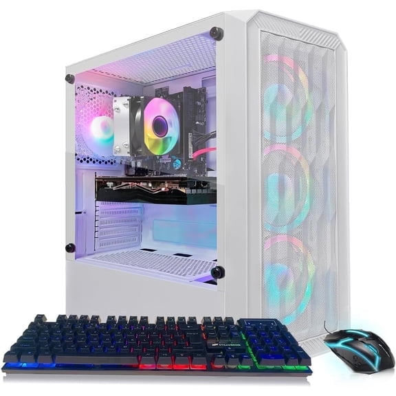 STGAubron Gaming PC Computer Desktop, AMD Ryzen 5 2600G up to 3.9G, GeForce RTX 3050 6G, 16G DDR4, 1T SSD, WiFi 6, BT 5.2, RGB Fan x4, Windows 11 Home