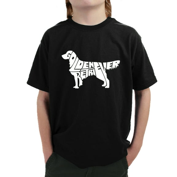 LA Pop Art Boy's Word Art T-shirt - Golden Retreiver